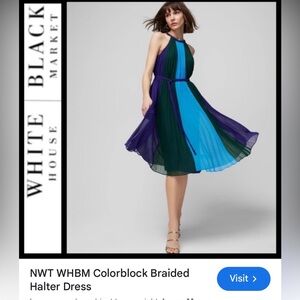 White House Black Market Blue and Green and Purple Midi Dress NWT